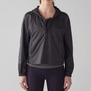 Lululemon Put A Shell On You Pullover Hooded Cropped Jacket Black 4